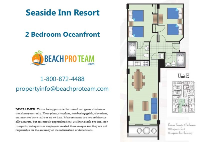 Seaside Inn Floor Plan E - 2 Bedroom Oceanfront